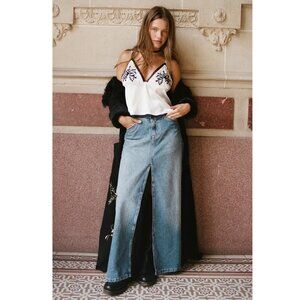 Free People Come As You Are Denim Maxi Skirt With Slit